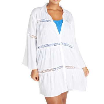 Genevieve Collared Lace Shirt - White